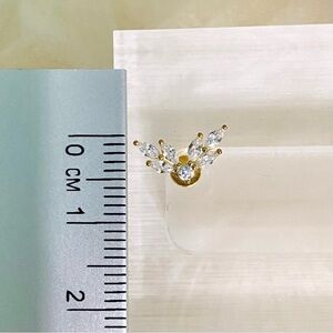 Elegant Gold and zircon Leaf Stud Earring